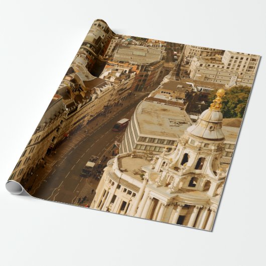 Londense uitzicht panorama met stadsarchitectuur cadeaupapier (Uitgerold)