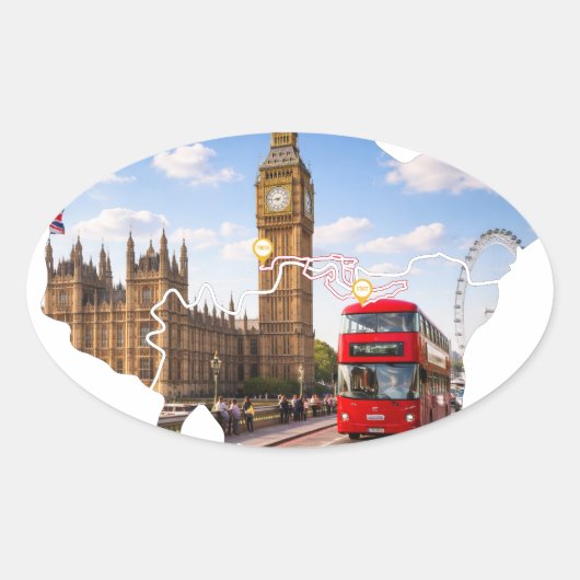 London 26.2 Marathoner Course Map Sticker (Voorkant)