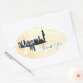 London Abstract Ink Art Painted Wedding Hartelijk  Ovale Sticker (Envelop)