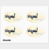 London Abstract Ink Art Painted Wedding Hartelijk  Ovale Sticker (Vel)