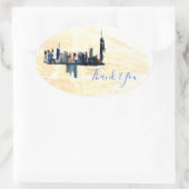 London Abstract Ink Art Painted Wedding Hartelijk  Ovale Sticker (Tas)