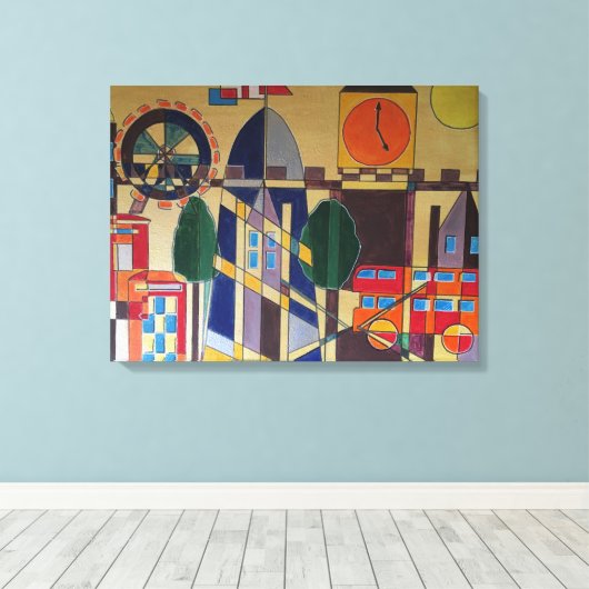 London Acrylic Cubism Canvas Afdruk (Insitu (Houten vloer))