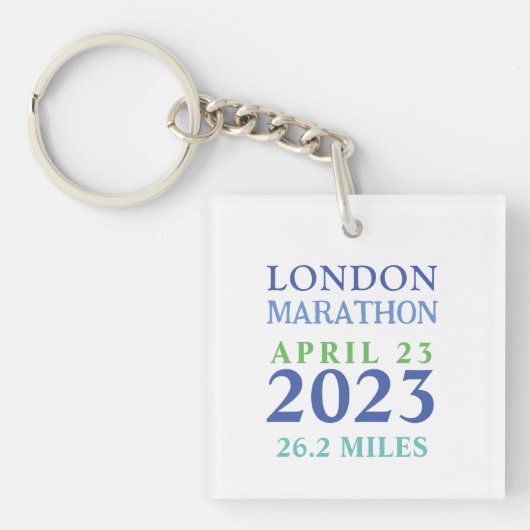 London April 23 Marathon Custom Text Sleutelhanger (Voorkant)