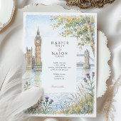 London Aquarel Big Ben Tower Bridge Bruiloft Kaart