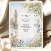 London Aquarel Big Ben Tower Bridge Bruiloft Kaart