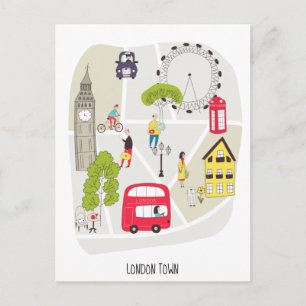 London Artsy Map Landmarks Tekens Stijlvol Briefkaart