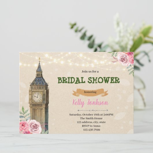 London Bachelorette Invitation Kaart (Staand voorkant)