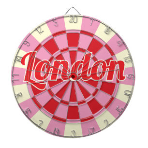 London bewerkbare tekst Vintage Roze En Rode Desig Dartbord