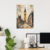 London Big Ben Abstracte Drip Schilderij Poster (Thuiskantoor)