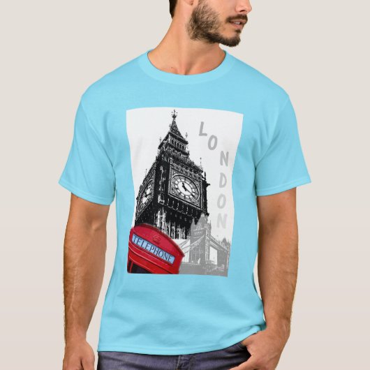 London Big Ben Clock Tower Red T-shirt (Voorkant)