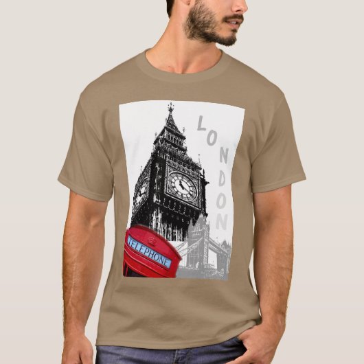 London Big Ben Clock Tower Red T-shirt (Voorkant)