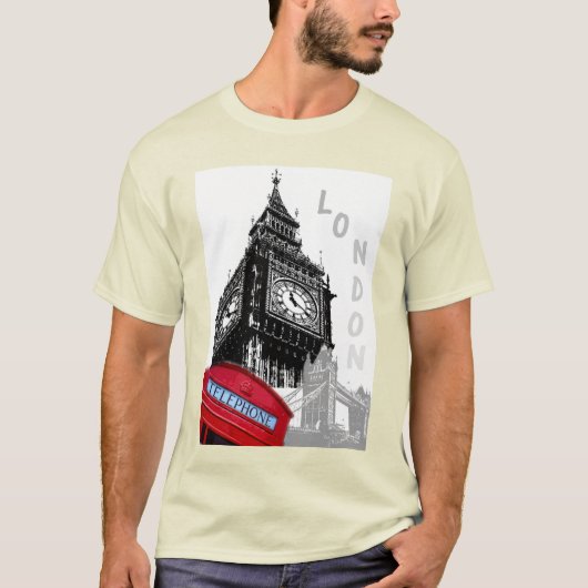London Big Ben Clock Tower Red Telephone Box Trend T-shirt (Voorkant)