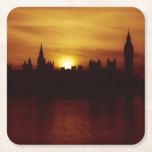 London-Big Ben-Elizabeth Tower-Sunset-Onderzetter Kartonnen Onderzetters