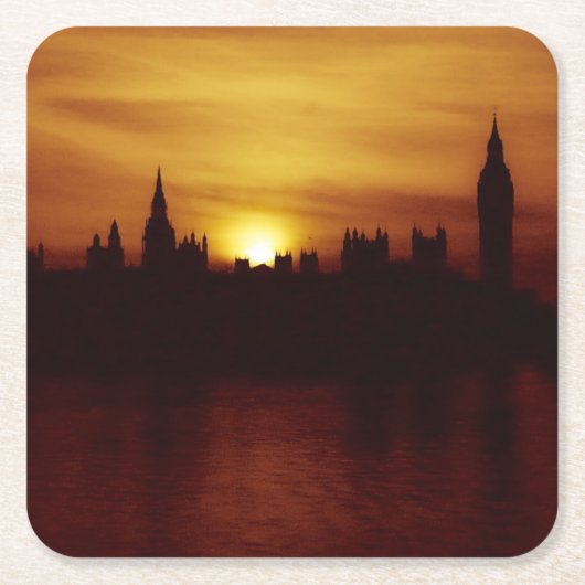 London-Big Ben-Elizabeth Tower-Sunset-Onderzetter Kartonnen Onderzetters (Voorkant)