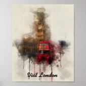 London big ben en red bus poster (Voorkant)