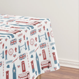 London Big Ben English Flag England pictogram Rect Tafelkleed