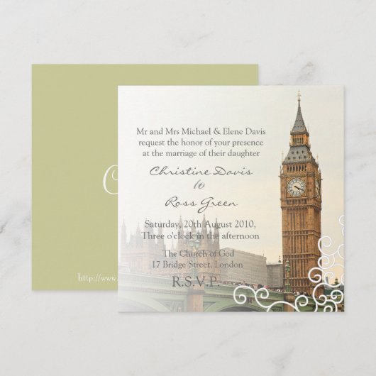 London Big Ben gepersonaliseerde trouwuitnodiging Kaart (Voorkant / Achterkant)