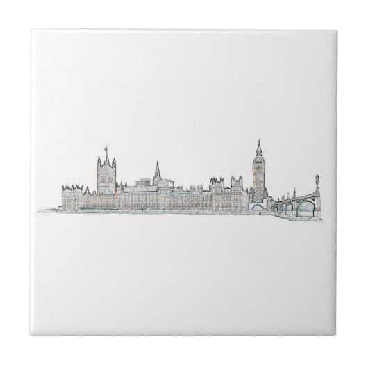 London Big Ben Great Britain Sketch Tegeltje (Voorkant)
