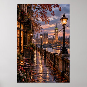 London Big Ben Herfst Rivier Muurkunst Poster