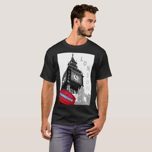 London Big Ben Modern Elegant Pop Art Trendy T-shirt (Voorkant volledig)