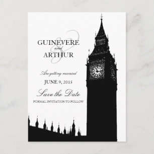 London Big Ben Modern Wedding Save the Date Aankondigingskaart