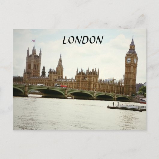 London Big Ben Parliament en Thames Briefkaart (Voorkant)