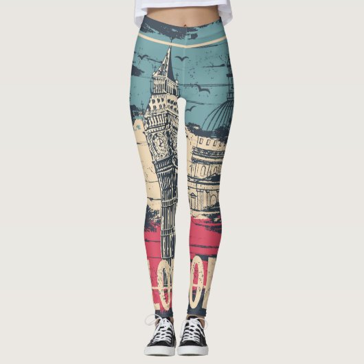 London Big Ben: Typografie Poster Leggings (Voorkant)