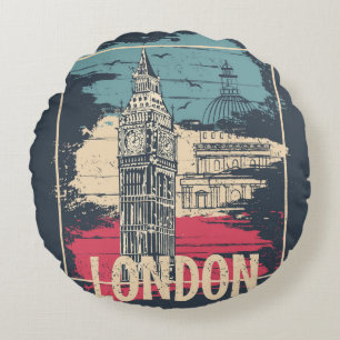 London Big Ben: Typografie Poster Rond Kussen