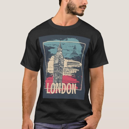 London Big Ben: Typografie Poster T-shirt (Voorkant)