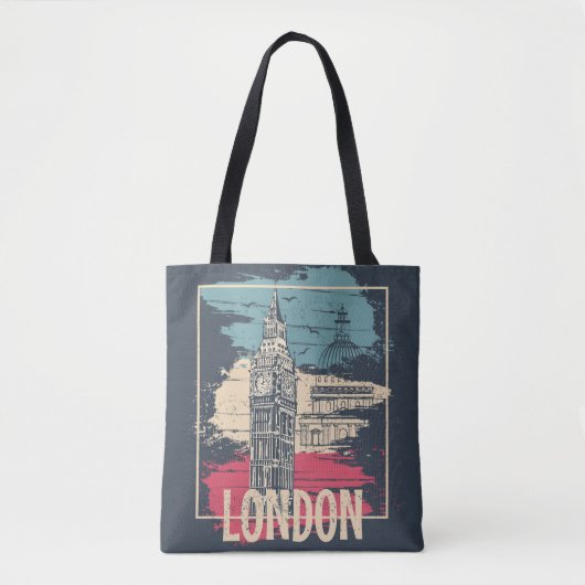 London Big Ben: Typografie Poster Tote Bag (Voorkant)