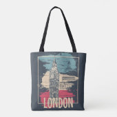 London Big Ben: Typografie Poster Tote Bag (Achterkant)