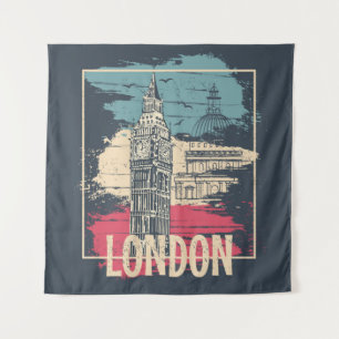 London Big Ben: Typografie Poster Wandkleed