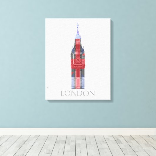 London Big Ben Union Jack Canvas Afdruk (Insitu (Houten vloer))