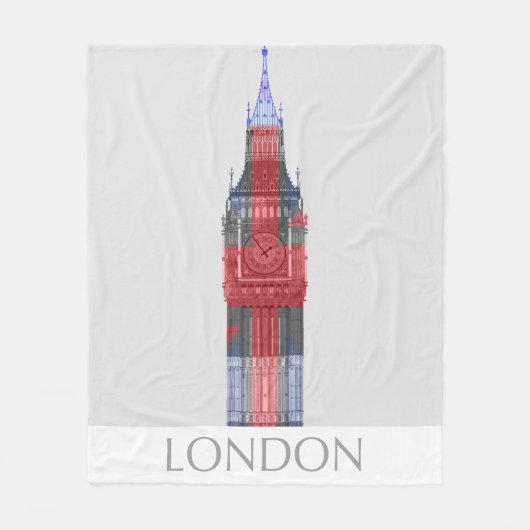 London Big Ben Union Jack Fleece Deken (Voorkant)