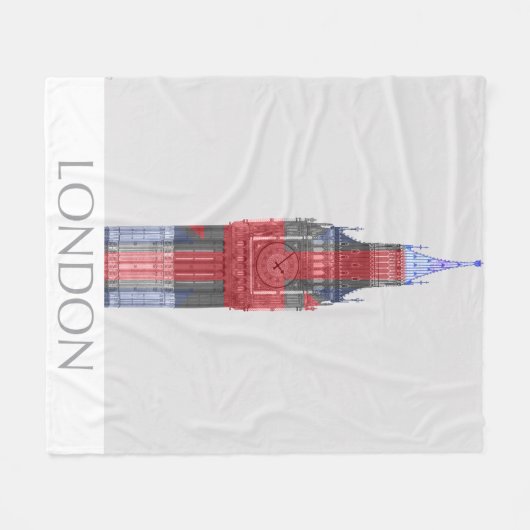 London Big Ben Union Jack Fleece Deken (Voorkant (Horizontaal))