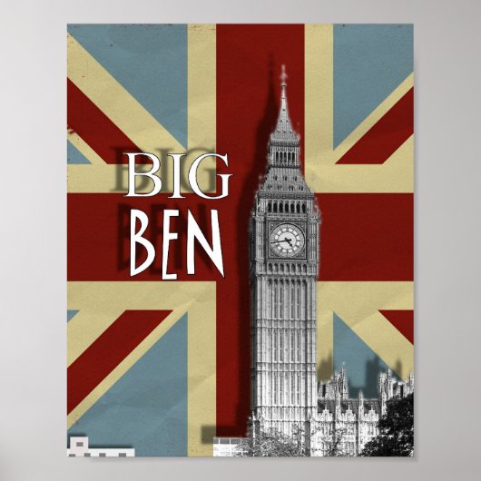 London Big Ben Union Jack Modern Wall Art Poster (Voorkant)