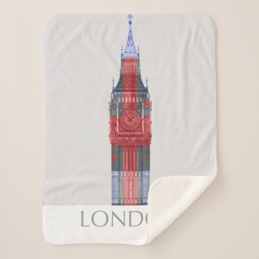 London Big Ben Union Jack Sherpa Deken (Voorkant)