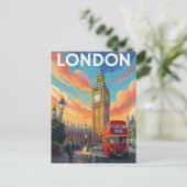 London Big Ben Vintage Art Briefkaart (Staand voorkant)
