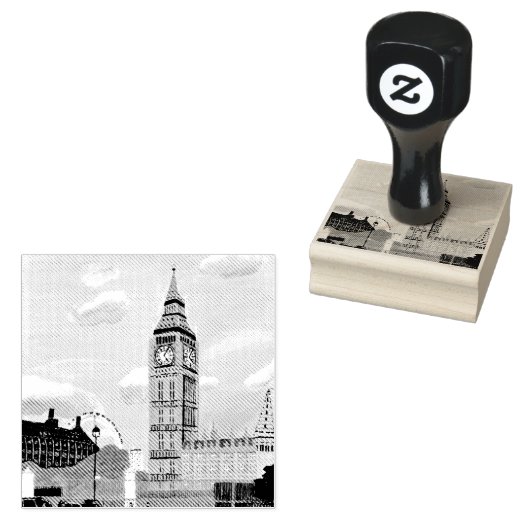 London Big Ben Wood Art Stamp Rubberstempel (Gestempeld)