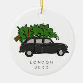 London Black Cab Christmas Tree Taxi Foto Keramisch Ornament (Voorkant)
