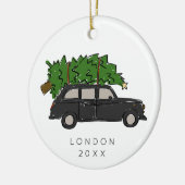 London Black Cab Christmas Tree Taxi Foto Keramisch Ornament (Links)