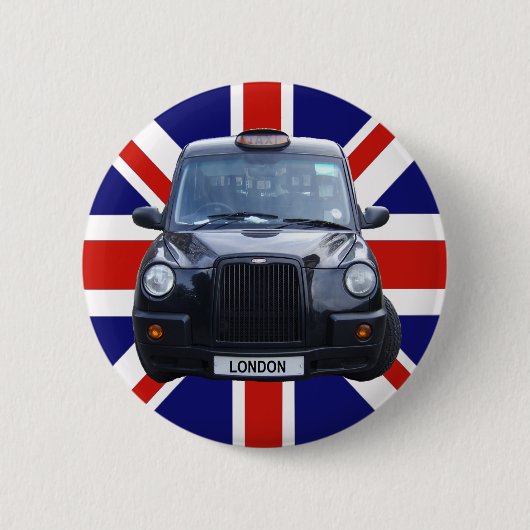 London Black Taxi Cab Ronde Button 5,7 Cm (Voorkant)