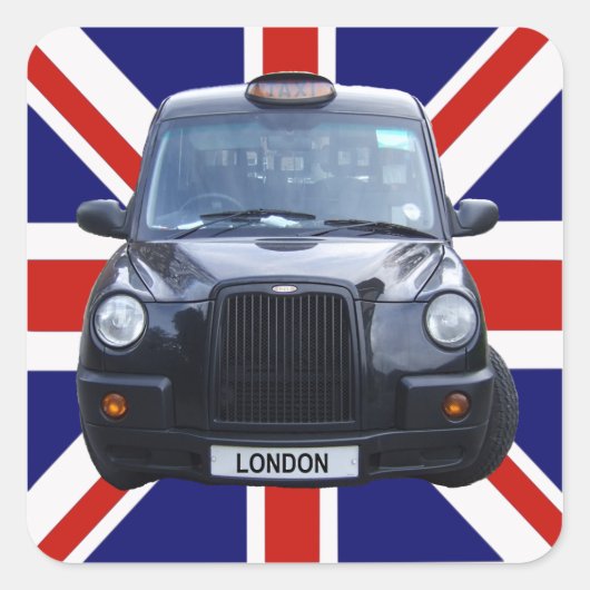 London Black Taxi Cab Vierkante Sticker (Voorkant)