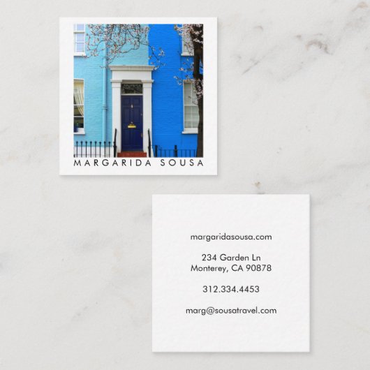 London Blue Houses England Fotoreistoerisme Vierkante Visitekaartje (Voorkant / Achterkant)