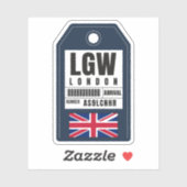 London Boarding Pass - England LGW Sticker (Vel)