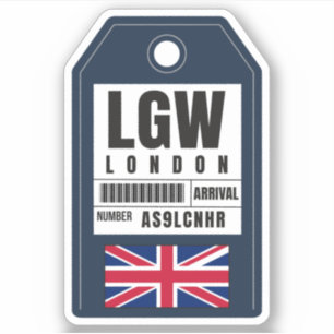 London Boarding Pass - England LGW Sticker