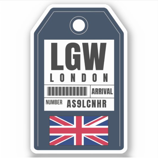 London Boarding Pass - England LGW Sticker (Voorkant)