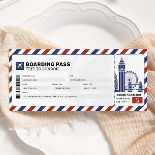 London Boarding Pass Travel Trip Plane Gift Ticket Kaart