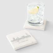 London Bridge Big Ben en Skyline Ink Drawing Stenen Onderzetter (Zijkant)
