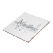 London Bridge Big Ben en Skyline Ink Drawing Tegeltje (Zijkant)